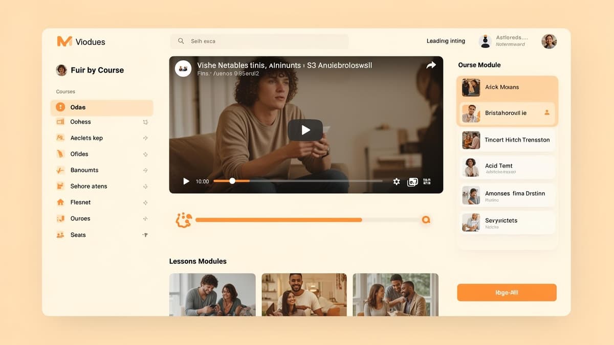 Course page with video player and modules